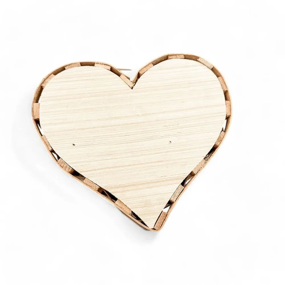 Brand New Rustic Handcrafted Wooden Heart Basket